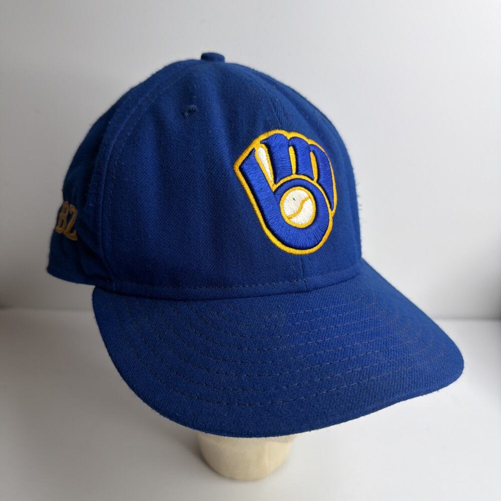 Vintage New Era 59Fifty Milwaukee Brewers Baseball Cap Official 7 3/8 RARE USA
